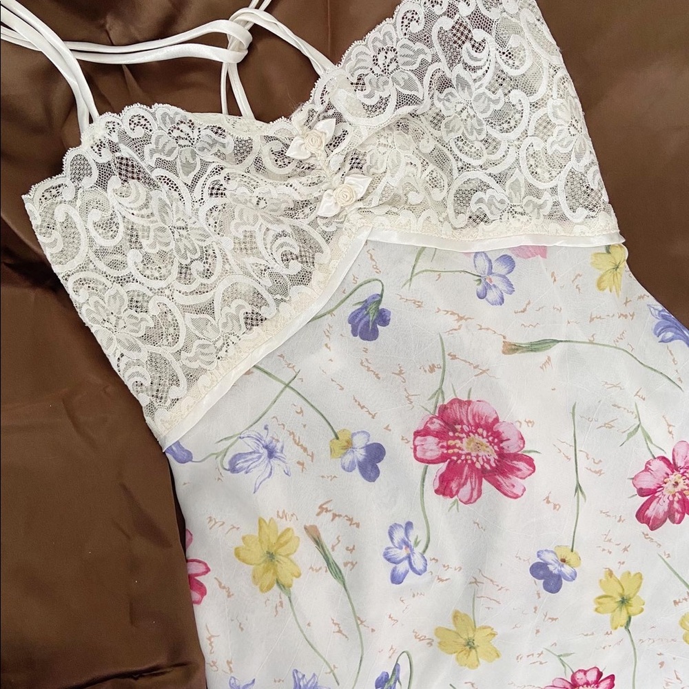 Vintage Lace Floral Midi Slip
